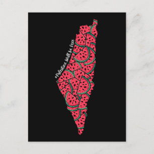 Palestine Map full of Watermelons   Free palestine Postcard
