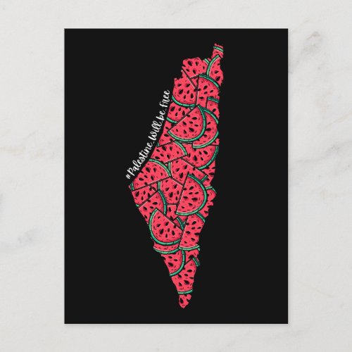 Palestine Map full of Watermelons  Free palestine Postcard