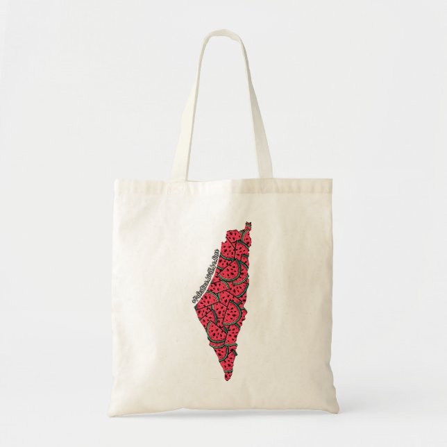 Palestine Map full of Watermelons | Free palestine Tote Bag (Front)