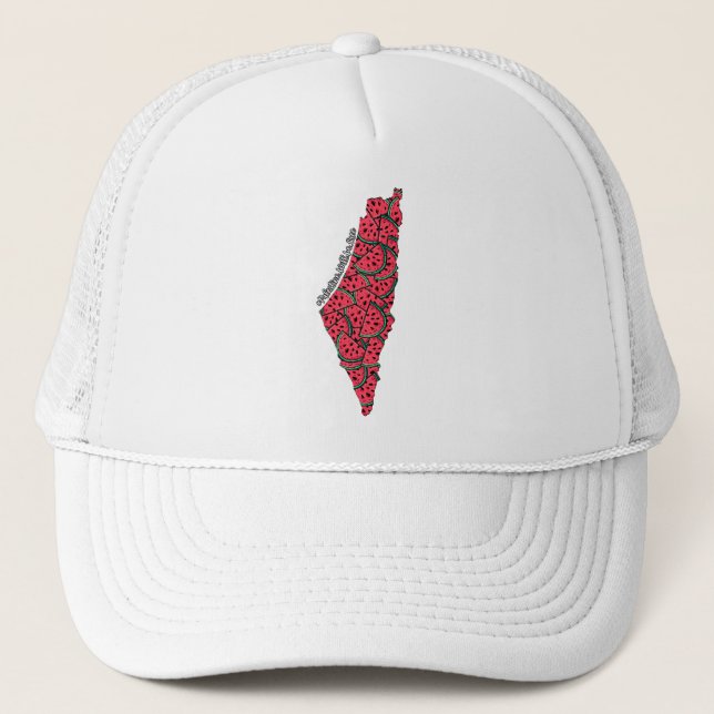 Palestine Map full of Watermelons | Free palestine Trucker Hat (Front)