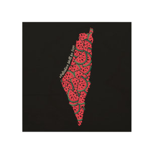 Palestine Map full of Watermelons Free palestine Wood Wall Art