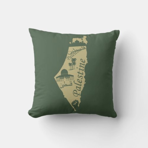 Palestine map illustration design palastinian throw pillow