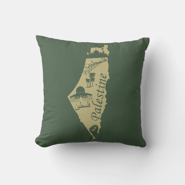 Palestine map illustration design palastinian throw pillow (Front)