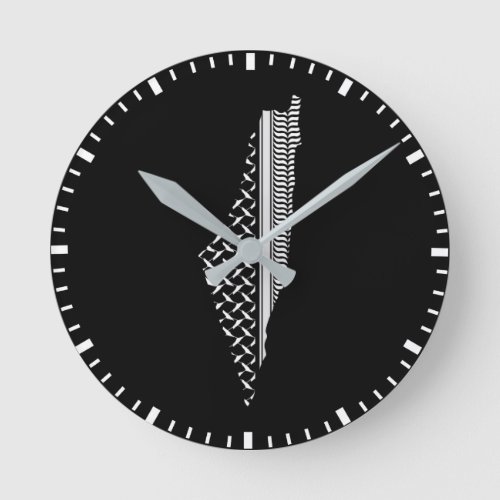 Palestine Map Keffiyeh filistin Round Clock