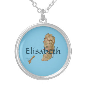 Palestine Map + Name Necklace