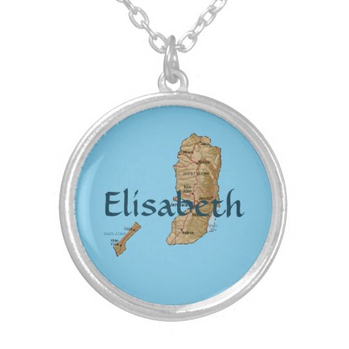 Palestine Map  Name Necklace