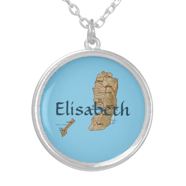 Palestine Map + Name Necklace (Front)