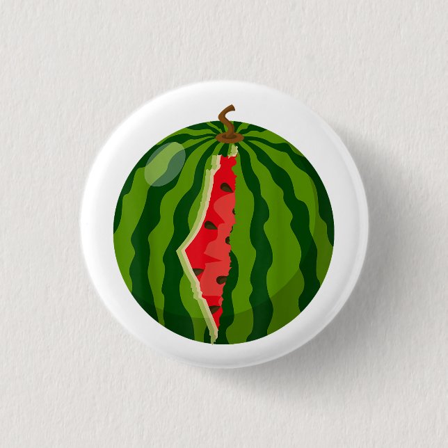 Palestine Map Watermelon Arabic Calligraphy Button (Front)
