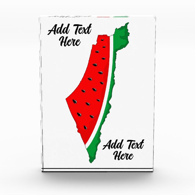 Palestine Map Watermelon Symbol of freedom Acrylic Award (Front)