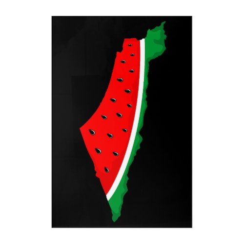 Palestine Map Watermelon Symbol of freedom Acrylic Print