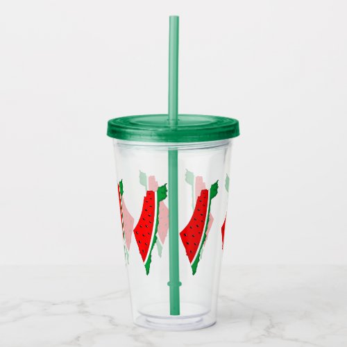 Palestine Map Watermelon Symbol of freedom Acrylic Tumbler