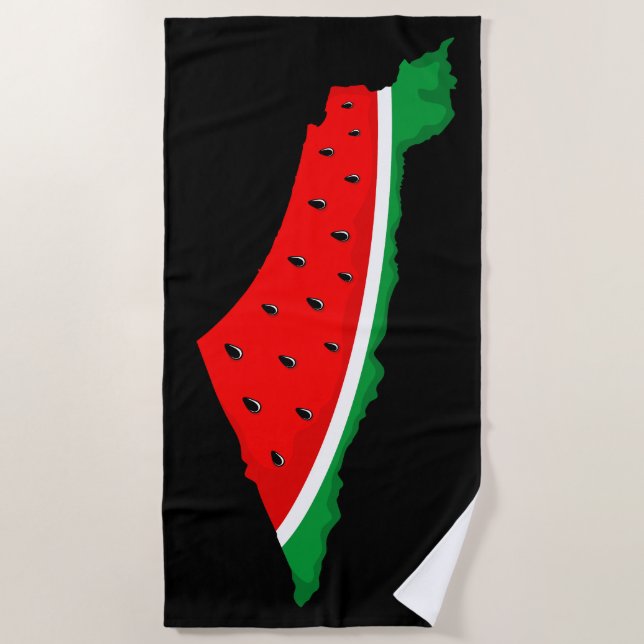 Palestine Map Watermelon Symbol of freedom  Beach Towel (Front)