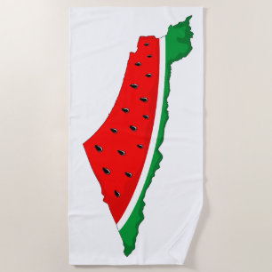 Palestine Map Watermelon Symbol of freedom  Beach Towel