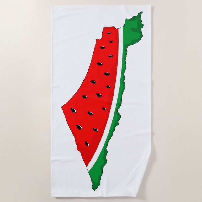 Palestine Map Watermelon Symbol of freedom  Beach Towel (Front)