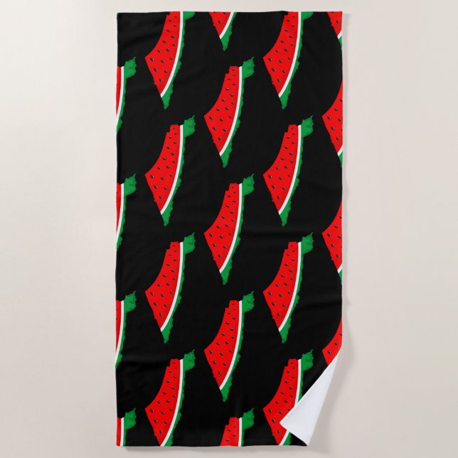 Palestine Map Watermelon Symbol of freedom  Beach Towel (Front)