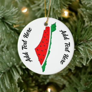Palestine Map Watermelon Symbol of freedom Ceramic Ornament