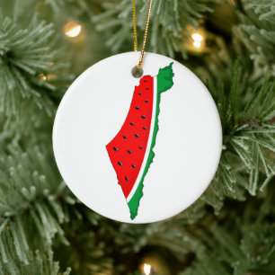 Palestine Map Watermelon Symbol of freedom Ceramic Ornament