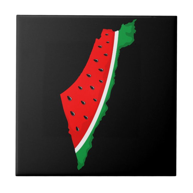 Palestine Map Watermelon Symbol of freedom Ceramic Tile (Front)