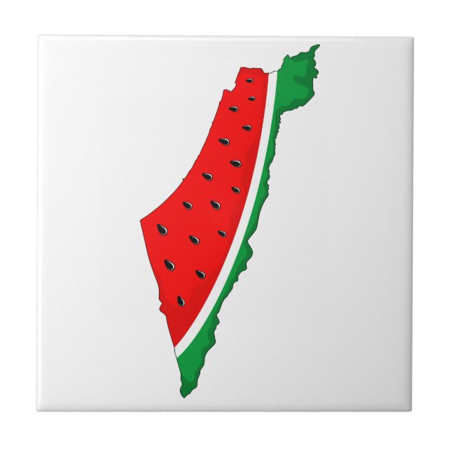 Palestine Map Watermelon Symbol of freedom Ceramic Tile (Front)
