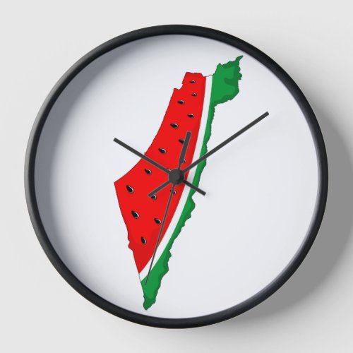 Palestine Map Watermelon Symbol of freedom Clock