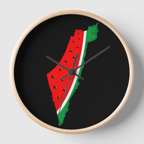 Palestine Map Watermelon Symbol of freedom Clock