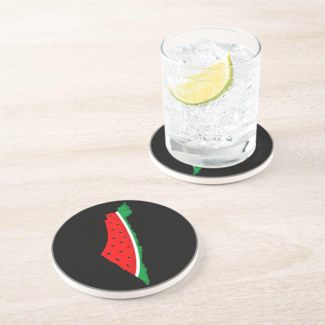 Palestine Map Watermelon Symbol of freedom Coaster (Side)