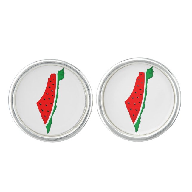 Palestine Map Watermelon Symbol of freedom Cufflinks (Front)
