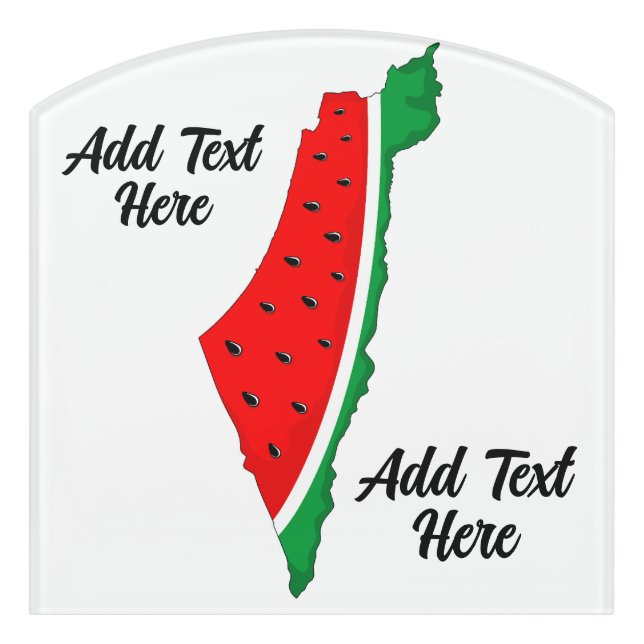 Palestine Map Watermelon Symbol of freedom Door Sign (Contour Front)