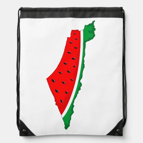 Palestine Map Watermelon Symbol of freedom Drawstring Bag