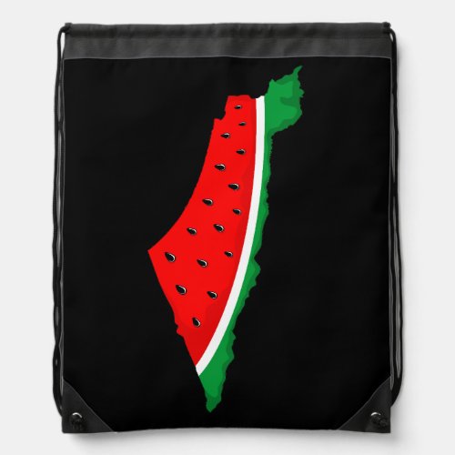 Palestine Map Watermelon Symbol of freedom Drawstring Bag