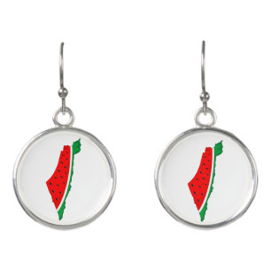 Palestine Map Watermelon Symbol of freedom Earrings