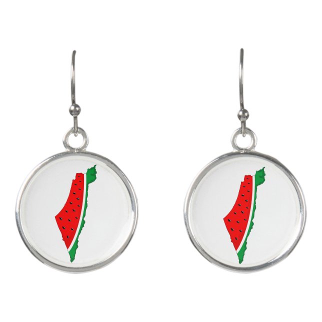Palestine Map Watermelon Symbol of freedom Earrings (Front)