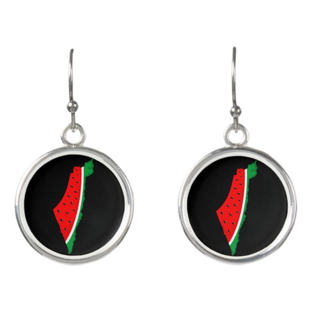 Palestine Map Watermelon Symbol of freedom Earrings (Front)