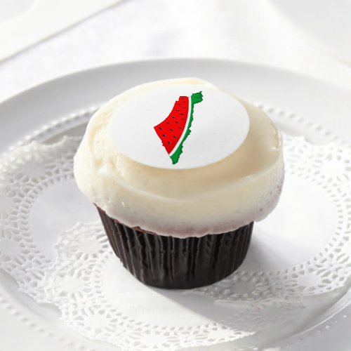 Palestine Map Watermelon Symbol of freedom Edible Frosting Rounds