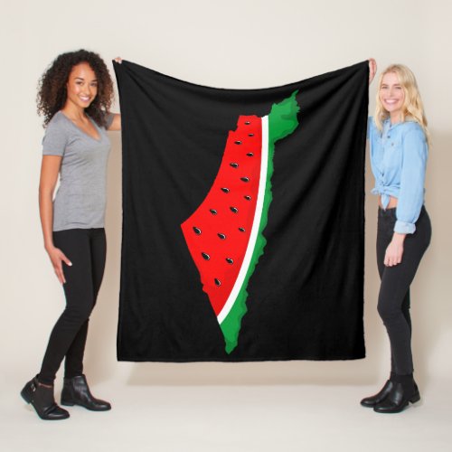 Palestine Map Watermelon Symbol of freedom Fleece Blanket