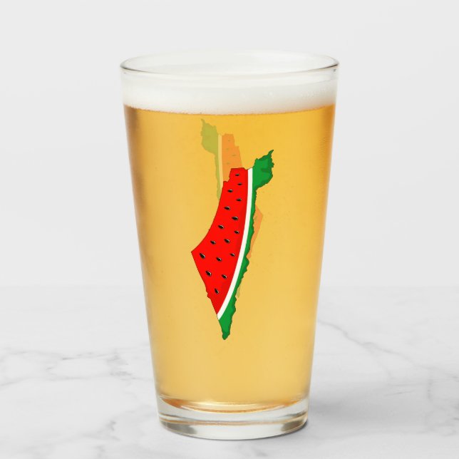 Palestine Map Watermelon Symbol of freedom Glass (Front Filled)
