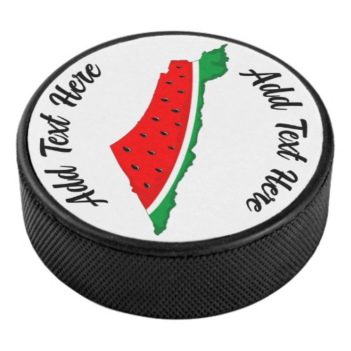 Palestine Map Watermelon Symbol of freedom Hockey Puck