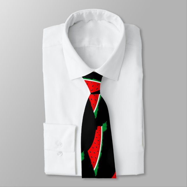 Palestine Map Watermelon Symbol of freedom  Neck Tie (Tied)