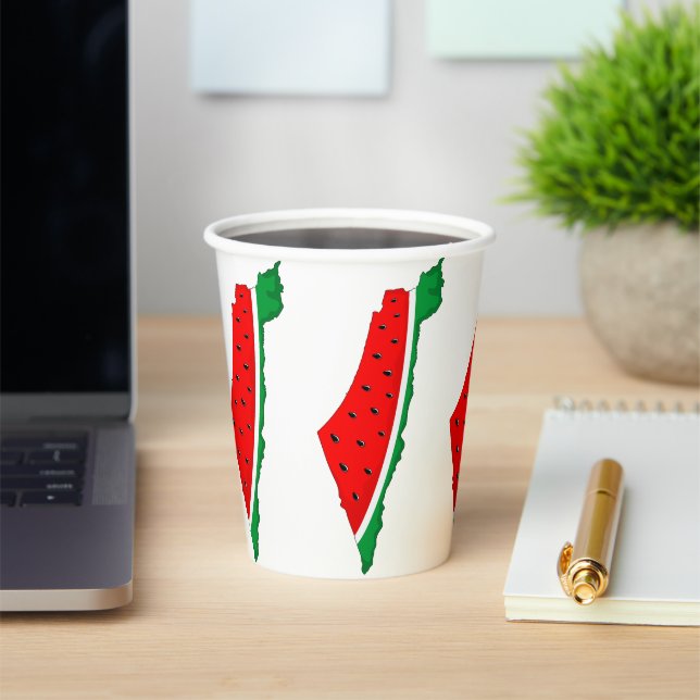 Palestine Map Watermelon Symbol of freedom Paper Cups (Insitu)