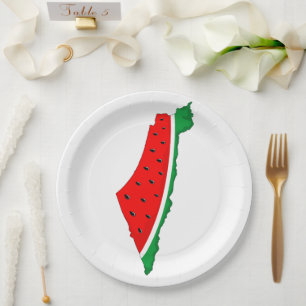Palestine Map Watermelon Symbol of freedom Paper Plates