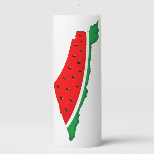 Palestine Map Watermelon Symbol of freedom Pillar Candle