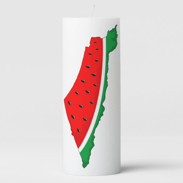 Palestine Map Watermelon Symbol of freedom Pillar Candle (Front)