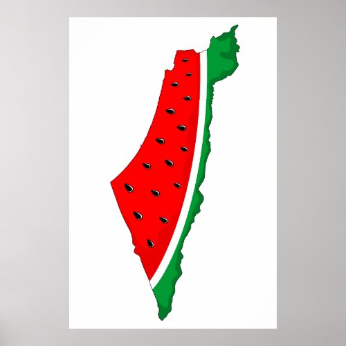 Palestine Map Watermelon Symbol of freedom Poster