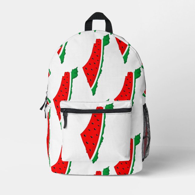 Palestine Map Watermelon Symbol of freedom Printed Backpack (Front)