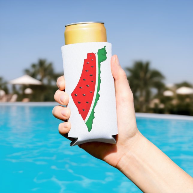 Palestine Map Watermelon Symbol of freedom Seltzer Can Cooler (In Situ Pool)