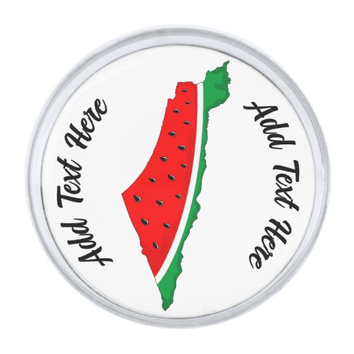 Palestine Map Watermelon Symbol of freedom Silver Finish Lapel Pin