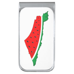 Palestine Map Watermelon Symbol of freedom Silver Finish Money Clip
