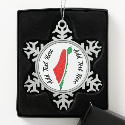 Palestine Map Watermelon Symbol of freedom Snowflake Pewter Christmas Ornament