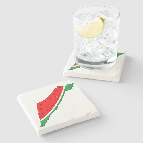 Palestine Map Watermelon Symbol of freedom Stone Coaster