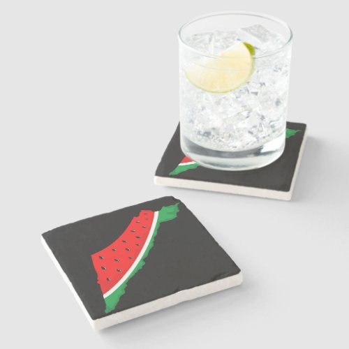 Palestine Map Watermelon Symbol of freedom Stone Coaster